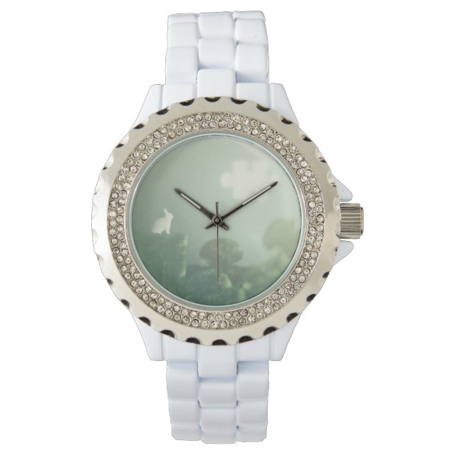 BUNNY Puzzle Land Jigsaw Clouds Grass Customizable Watch (Front)
