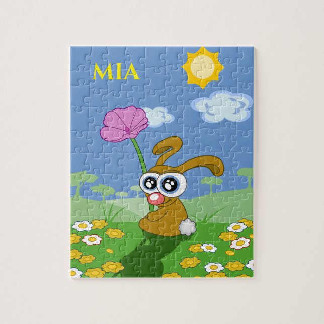 Bunny puzzle with personalized name. (Vertical)