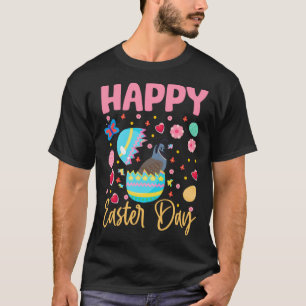 Bunny Quail Colorful Eggs Hunting Happy Easter Day T-Shirt
