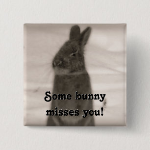 Bunny Rabbit 2 Inch Square Button