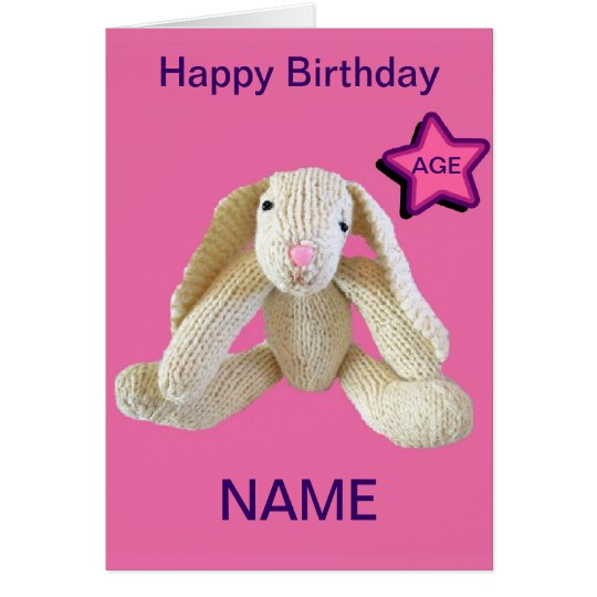 Bunny Rabbit Age Personalised Card daughter etc.