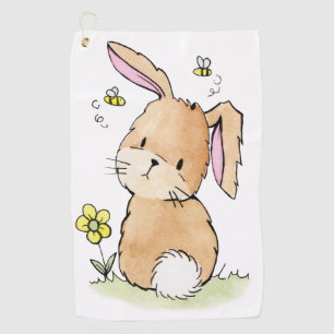 Bunny Rabbit And Bees Golf Towel