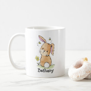 Bunny Rabbit And Bees Personalized Coffee Mug