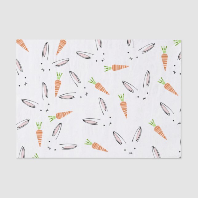Bunny Rabbit and Carrot Pattern Tissue Paper (Front)