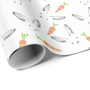 Bunny Rabbit and Carrot Pattern Wrapping Paper