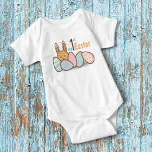 Bunny Rabbit and Eggs My 1st Easter Personalized B Baby Bodysuit