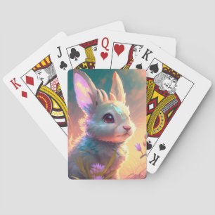 Bunny Rabbit Animal Portrait Painting Wildlife Art Playing Cards