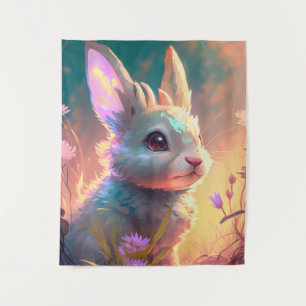 Bunny Rabbit Animal Portrait Painting Wildlife Art Tapestry