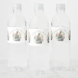 Bunny Rabbit Baby Personalized Name Girl Shower Water Bottle Label
