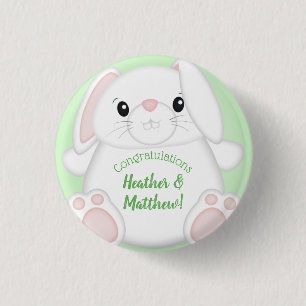 Bunny Rabbit Baby Shower 1 Inch Round Button
