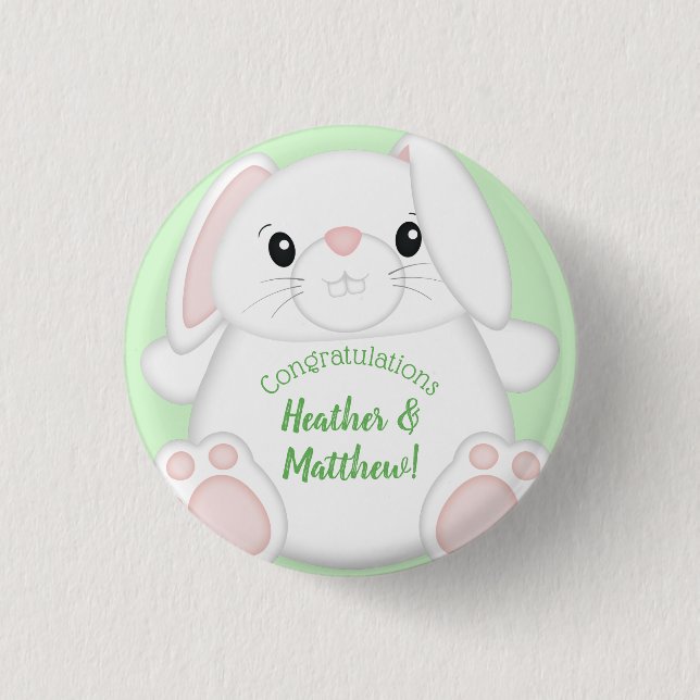 Bunny Rabbit Baby Shower 1 Inch Round Button (Front)