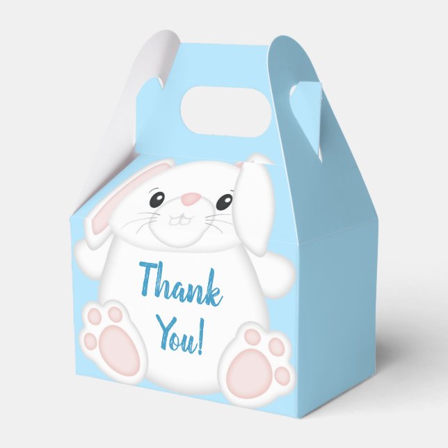 Bunny Rabbit Baby Shower Blue Favor Box (Front Side)