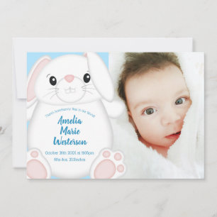 Bunny Rabbit Baby Shower Blue Invitation