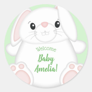 Bunny Rabbit Baby Shower Classic Round Sticker