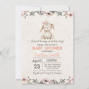 Bunny Rabbit Baby shower douce fille invitation