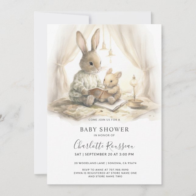 Bunny Rabbit Baby Shower Invitation (Front)