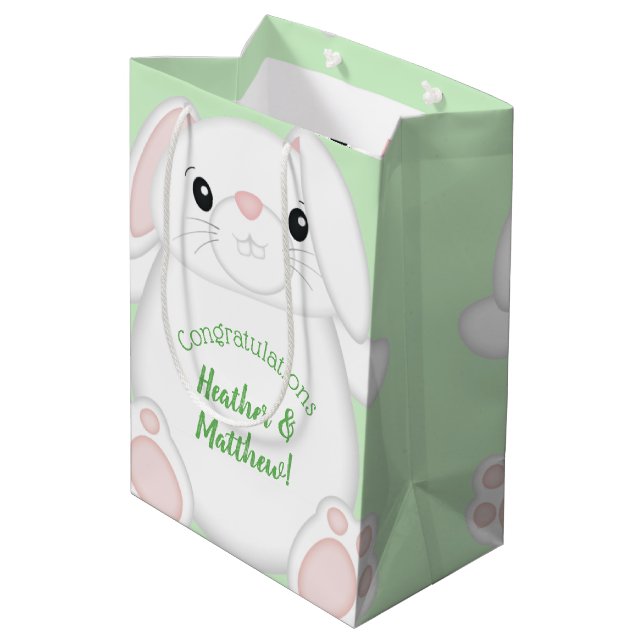 Bunny Rabbit Baby Shower Medium Gift Bag (Back Angled)