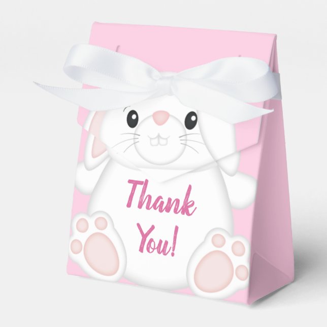 Bunny Rabbit Baby Shower Pink Favor Box (Front Side)