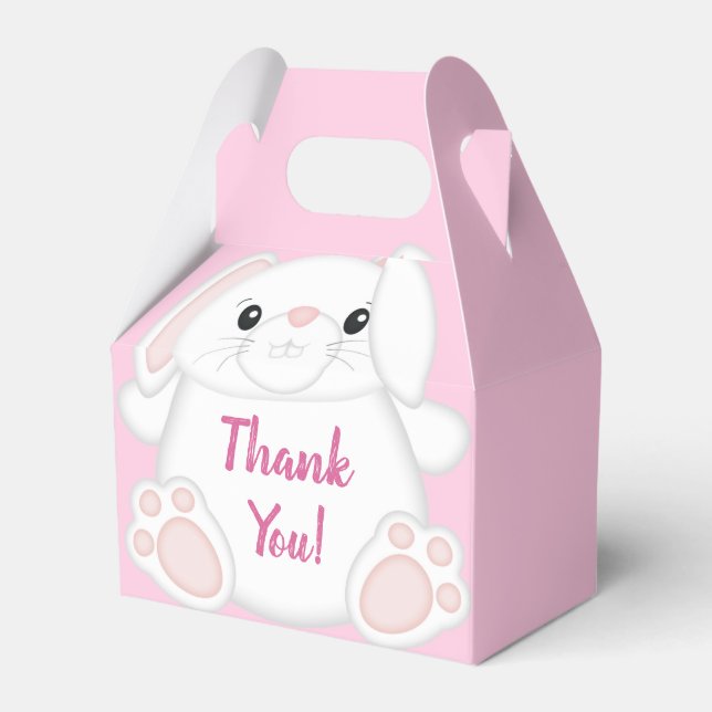 Bunny Rabbit Baby Shower Pink Favor Box (Front Side)