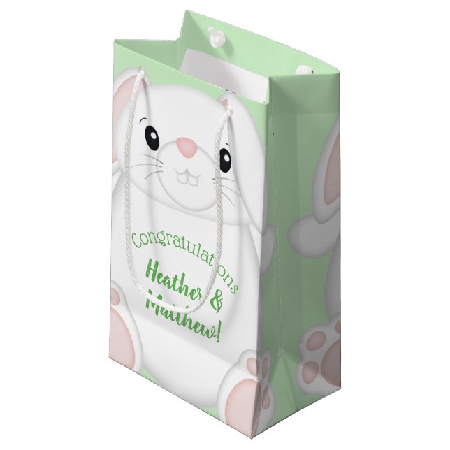 Bunny Rabbit Baby Shower Small Gift Bag (Front Angled)