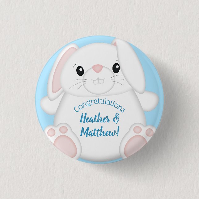Bunny Rabbit Baby Shower Woodland 1 Inch Round Button (Front)