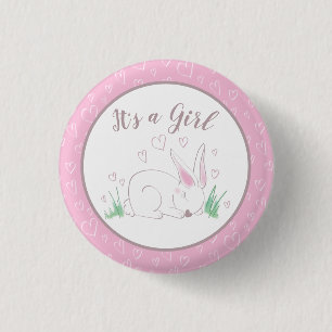 Bunny Rabbit Baby Shower Woodland Animals 1 Inch Round Button