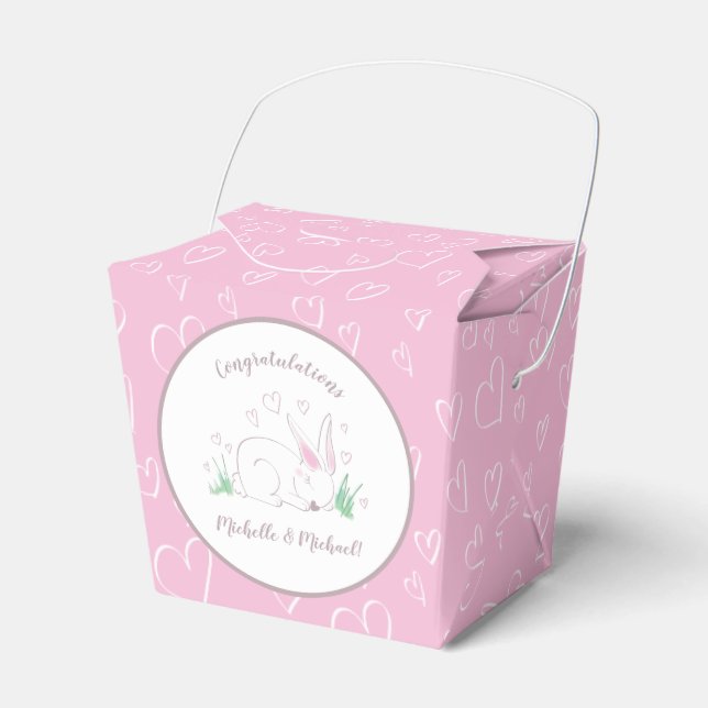 Bunny Rabbit Baby Shower Woodland Animals Favor Box (Front Side)