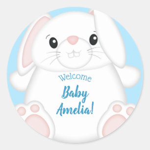 Bunny Rabbit Baby Shower Woodland Classic Round Sticker