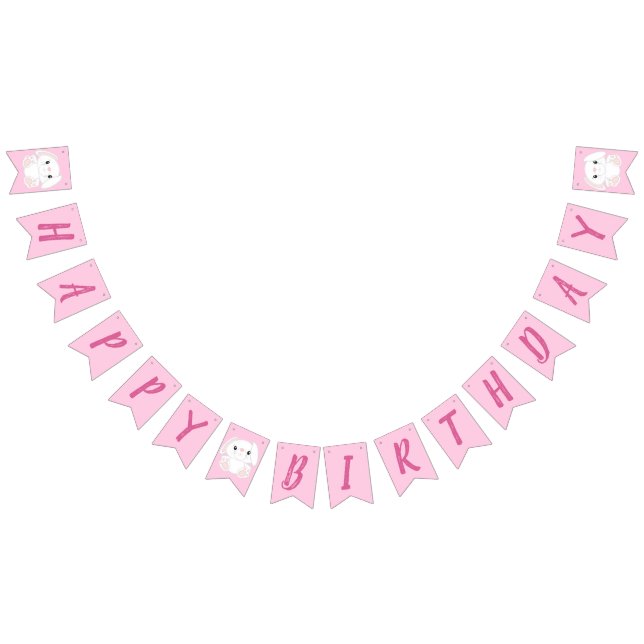 Bunny Rabbit Birthday Party Pink Bunting Flags (All)