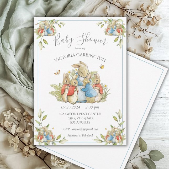Bunny Rabbit Blue Baby Shower  Invitation (Creator Uploaded)