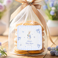 Bunny Rabbit Blue Gingham Baby Shower Thank You