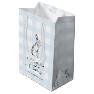Bunny Rabbit Blue Gingham Favour Bag