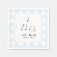 Bunny Rabbit Blue Gingham Oh Baby Paper Napkin