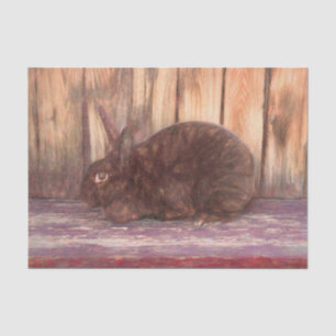 Bunny Rabbit Brown Wood Grain Sketch Art Easter Tissue Paper