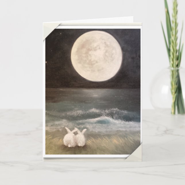 Bunny Rabbit Card - I Love You to the Moon... (Front)