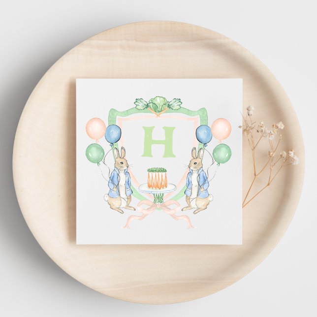 Bunny Rabbit Carrot Monogram Napkin (Creator Uploaded)