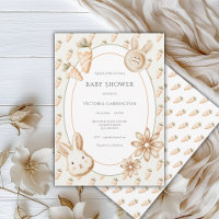 Bunny Rabbit Carrots Green Orange Baby Shower