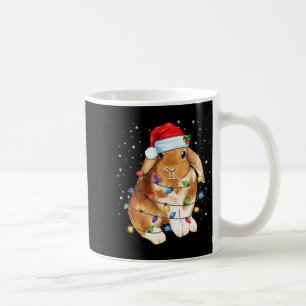 Bunny Rabbit Christmas Lights Santa Hat Funny Xmas Coffee Mug