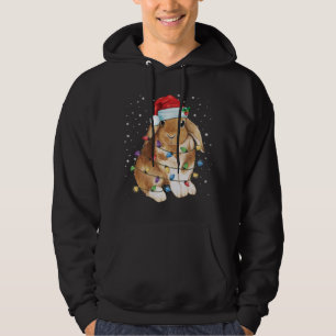 Bunny Rabbit Christmas Lights Santa Hat Funny Xmas Hoodie