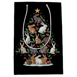 Bunny Rabbit Christmas Tree Lights Pet Animals Medium Gift Bag