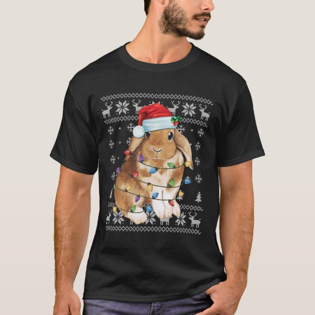 Bunny Rabbit Christmas Ugly Sweater Funny Xmas Tre (Front)