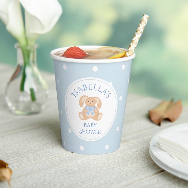 Bunny Rabbit Classic Polka Dots Boy Baby Shower Paper Cups (Insitu)