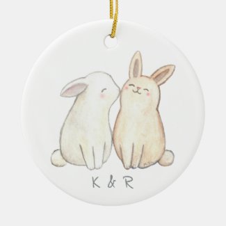 Bunny Rabbit Cute Couple First Christmas together