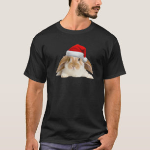 Bunny Rabbit Cute Santa Hat Image Funny Christmas T-Shirt