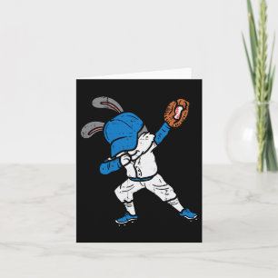 Bunny Rabbit Dab Baseball Easter Sport Pitcher Boy Card