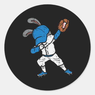 Bunny Rabbit Dab Baseball Easter Sport Pitcher Boy Classic Round Sticker