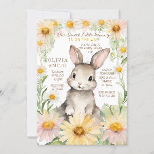 Bunny Rabbit Daisy Flower Garden Baby Shower   Invitation