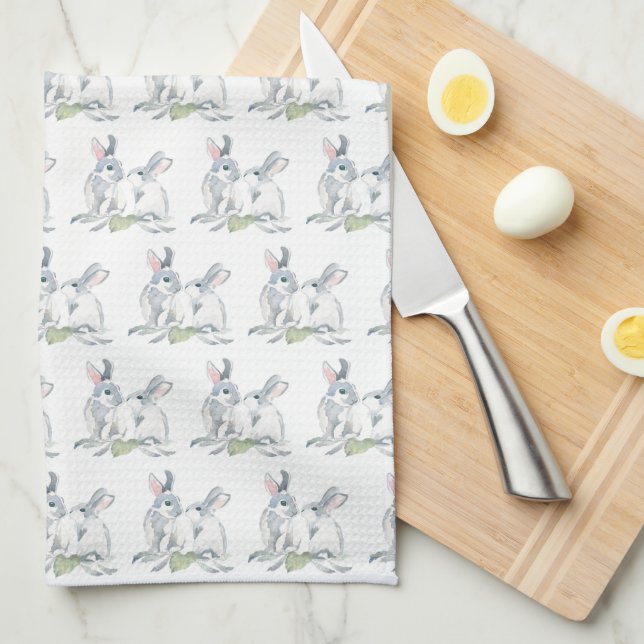 Bunny Rabbit Easter Dish Towels (Quarter Fold)