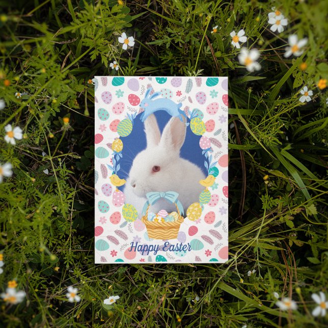 Bunny Rabbit Easter Eggs Holiday Card (Creator Uploaded)
