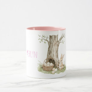 Bunny Rabbit Easter Eggs in Basket Tree Mug
